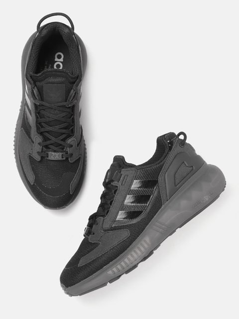 ADIDAS Originals Men Black Woven Design ZX 5K Boost Sneakers
