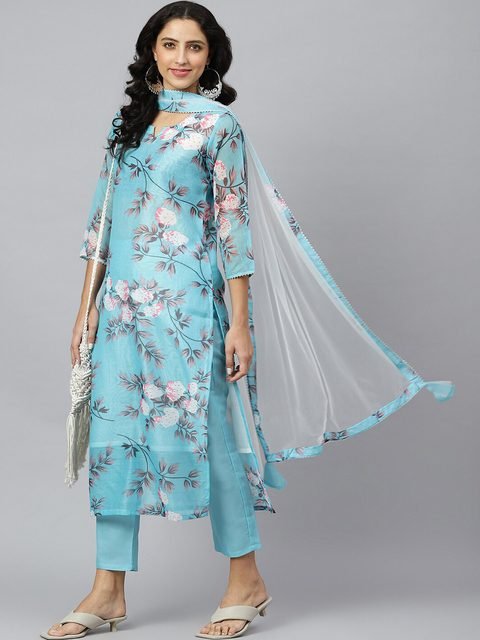 Buy Pigeon Blue Kurta Suit Sets for Women by Fashor Online  Ajiocom