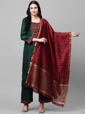 KALINI Women Green Kurta with Palazzos & With Dupatta