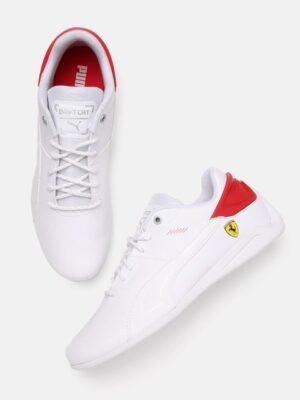 PUMA Motorsport Unisex White Leather Ferrari Drift Cat Delta Sneakers