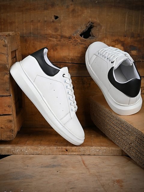 Buy White Mid-Top Lace-Up Sneakers for Men