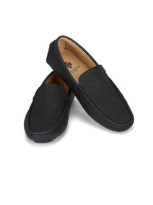 U S Polo Assn Men Black Textured PU Loafers