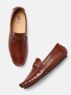 U.S. Polo Assn. Men Tan Brown Solid Horsebit Loafers