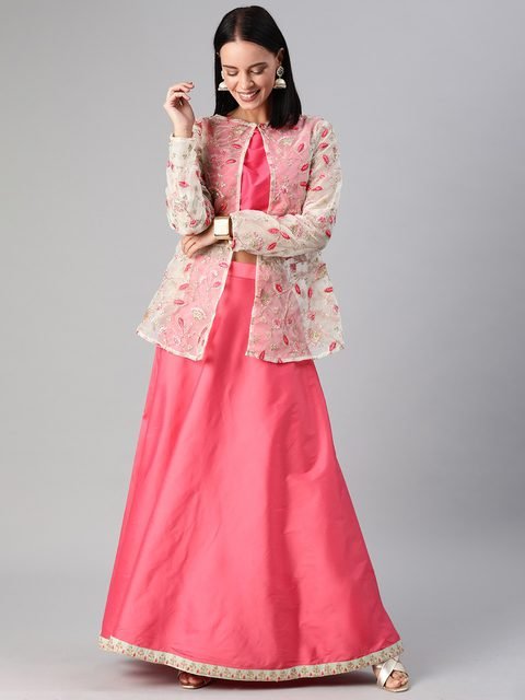 Varun Bahl | Pink Embroidered Lehenga Jacket | INDIASPOPUP.COM