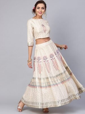 Juniper Cream-Coloured Ready to Wear Lehenga with Blouse