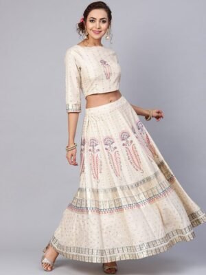 Juniper Off-White Ready to Wear Lehenga with Blouse