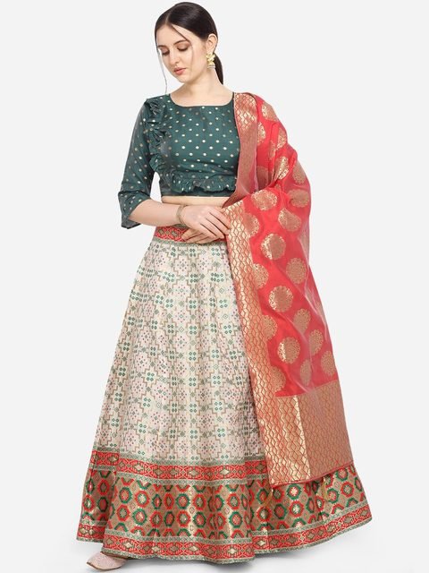 OFF-WHITE EMBROIDERED SILK SEMI STITCHED LEHENGA Manufacturer Supplier from  Surat India