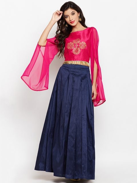 Buy online Self Designed Woven Pleated Lehenga Choli With Dupatta from  ethnic wear for Women by Halfsareestudio for ₹5390 at 26% off | 2024  Limeroad.com
