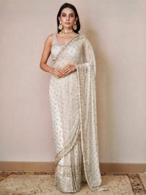 Angroop Embellished Sequinned Net Saree