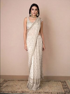 Angroop Embellished Sequinned Net Saree