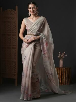 Anouk Floral Printed Organza Saree