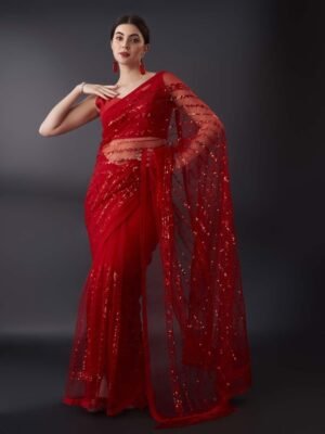 Anouk Sequinned Embellished Net Saree