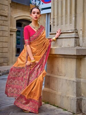 Anouk Woven Design Jaali Silk Blend Banarasi Saree