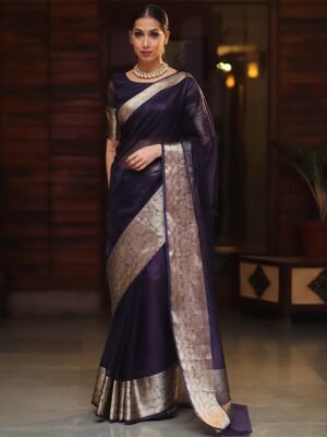 AWRIYA Woven Design Zari Organza Banarasi Saree