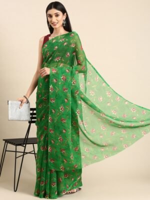 HERE&NOW Floral Pure Chiffon Saree