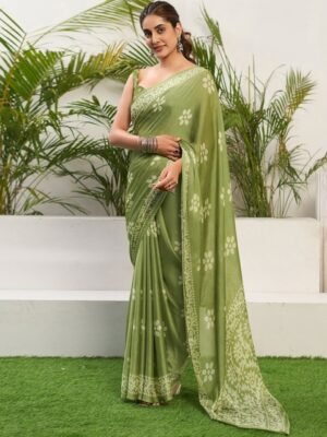 KALINI Floral Pure Chiffon Bagru Saree