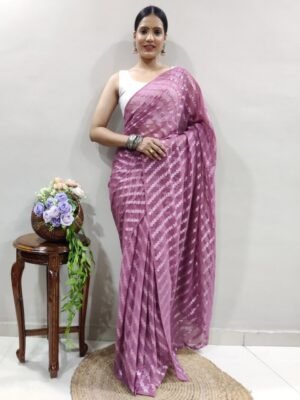 KALINI Striped Pure Georgette Ready to Wear Saree