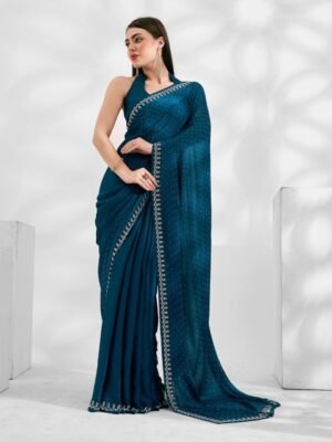 Kalista Embellished Beads and Stones Pure Chiffon Saree