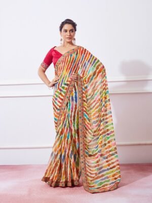 Kalista Leheriya Printed Pure Georgette Saree