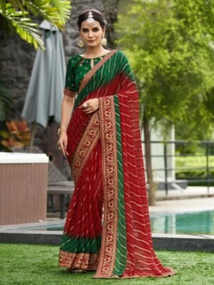 Mitera Ethnic Motifs PrintedZari Pure Georgette Saree