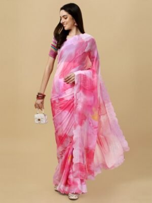 Mitera Floral Pure Chiffon Saree