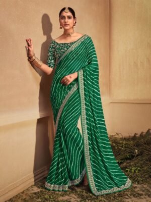 Mitera Leheriya Embroidered Zari Saree