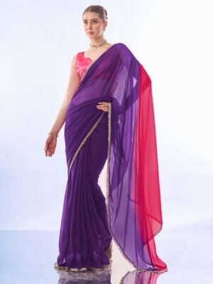 Mitera Mirror Work Pure Chiffon Saree