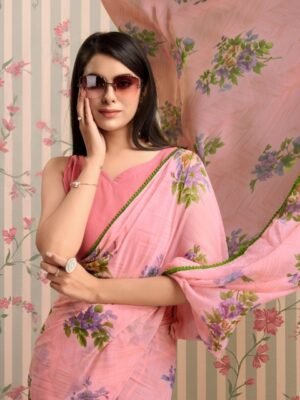 Ode by House of Pataudi Floral Poly Georgette Ready to Wear Saree