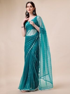 Sangria Embellished Net Saree