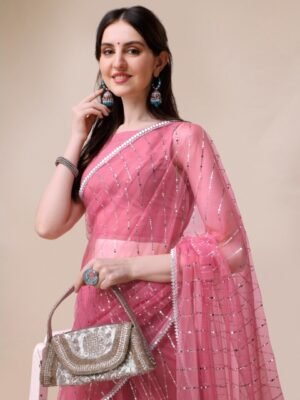 Sangria Embellished Net Sarees