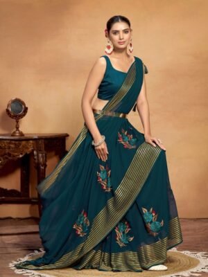 Sangria Embroidered Butta Georgette Saree