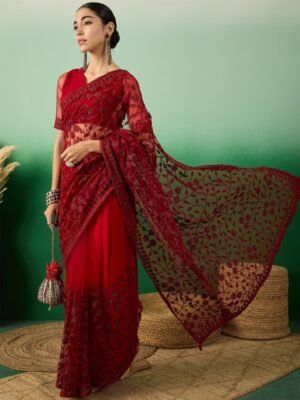 Sangria Embroidered Saree With Blouse Piece