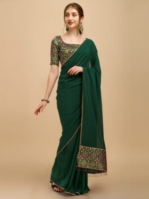 Sangria Green Woven Design Saree