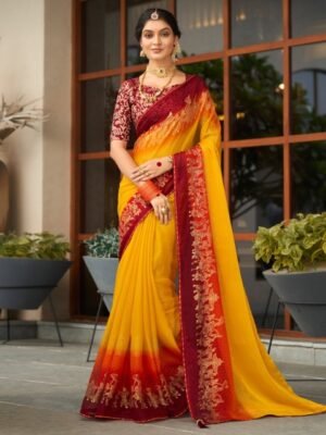 Saree mall Ethnic Motifs Zari Pure Chiffon Sarees