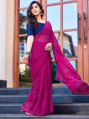 Satrani Striped Sequined Saree