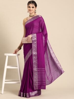 Silk Land Pure Viscose Chinon Zari Banarasi Saree