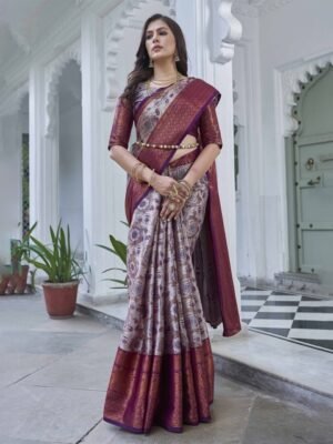 Tankori Woven Design Zari Organza Kanjeevaram Saree