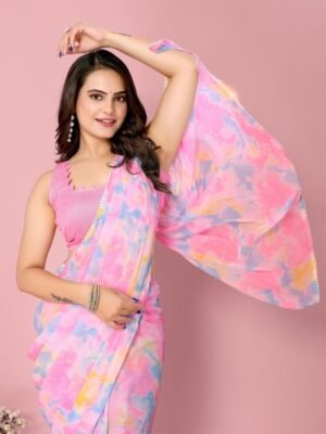 VAIRAGEE Tie and Dye Ready to Wear Saree