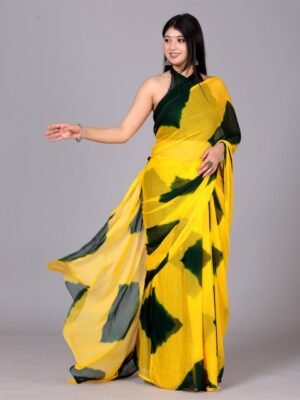 VL SAREES Abstract Pure Chiffon Block Print Saree