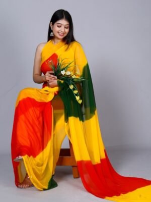 VL SAREES Pure Chiffon Leheriya Saree