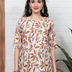 Anouk Rustic Botanical Printed V-Neck Kurti
