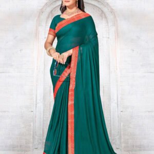 Anouk Rustic Green Zari Pure Chiffon Saree