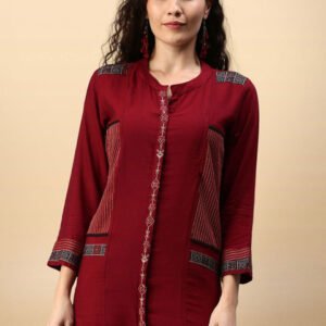 Anouk Rustic Mandarin Collar Embroidered Tunic