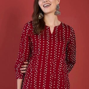 Anouk Rustic Notch Neck Polka Dots Printed Kurti