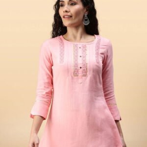 Anouk Rustic Women Embroidered Lace Inserts Tunic with Crochet Detailing