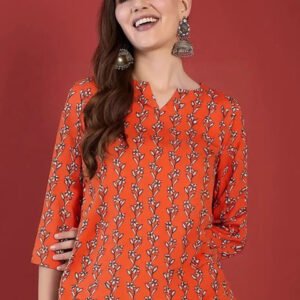 Anouk Rustic Women Floral Printed Round Neck Short Kurti