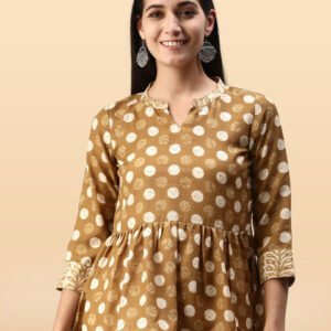 Anouk Rustic Women Mandarin Collar Polka Dot Printed Tunic