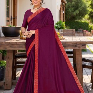 Anouk Rustic Woven Design Border Saree with Patchwork