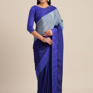 Mitera Blue Woven Design Silk Blend Saree