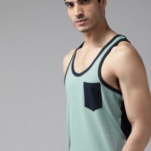 Roadster Men Blue Solid Scoop Neck Cotton T-shirt With Racer Back